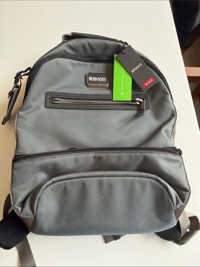 Tumi Gray Textured Compact Backpack with Front Zip Pockets
